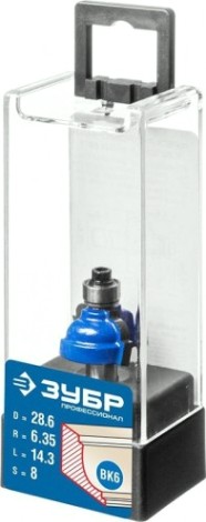 Фреза по дереву ЗУБР ПРОФЕССИОНАЛ 28,6x16мм, радиус 6.3мм, кромочная калевочная №7 [28709-28.6]