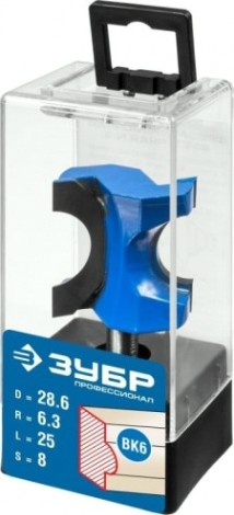Фреза по дереву ЗУБР ПРОФЕССИОНАЛ 28,6x25мм, радиус 6.3мм, [28723-28.6]