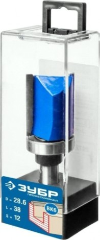 Фреза по дереву ЗУБР ПРОФЕССИОНАЛ 28,6x38мм, хвостовик 12мм, прямая с верхним подшип [28756-28.6-38-12]