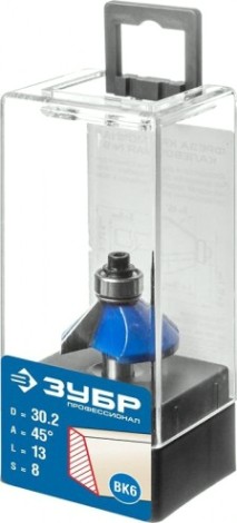 Фреза по дереву ЗУБР ПРОФЕССИОНАЛ 30,2x13мм, кромочная калевочная(фасочная) №9 [28711-30.2]