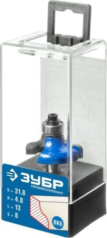 Фреза по дереву ЗУБР ПРОФЕССИОНАЛ 31,8x14мм, радиус 4.8мм, кромочная калевочная №8 [28710-31.8]