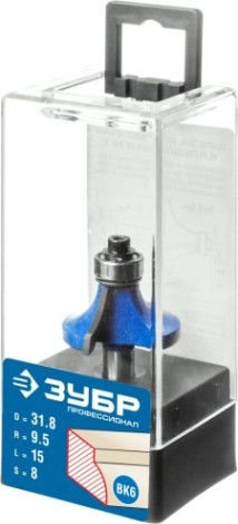 Фреза по дереву ЗУБР ПРОФЕССИОНАЛ 31,8x16мм, радиус 9.5мм, кромочная калевочная №1 [28701-31.8]