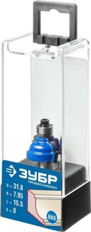 Фреза по дереву ЗУБР ПРОФЕССИОНАЛ 31,8x17мм, радиус 8мм, кромочная калевочная №7 [28709-31.8]