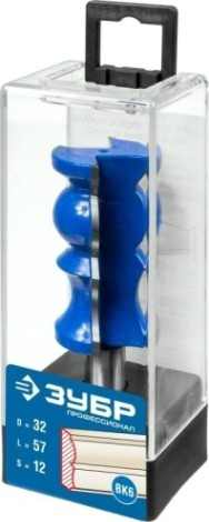 Фреза по дереву ЗУБР ПРОФЕССИОНАЛ 32x57мм, хвостовик 12мм, кромочная фигурная №8 [28719-32]