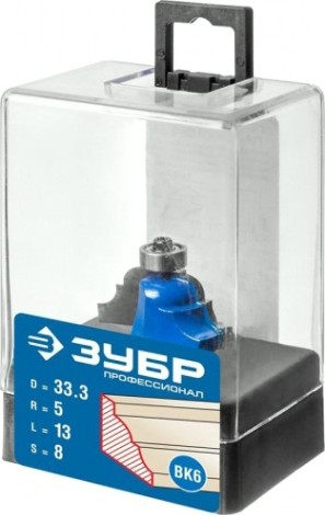 Фреза по дереву ЗУБР ПРОФЕССИОНАЛ 33,3x13мм, радиус 5мм, кромочная калевочная №4 [28705-33.3]