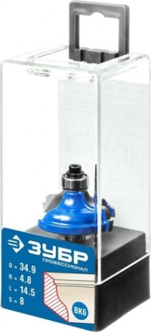 Фреза по дереву ЗУБР ПРОФЕССИОНАЛ 34,9x15мм, радиус 4.8мм, кромочная калевочная №5 [28706-34.9]