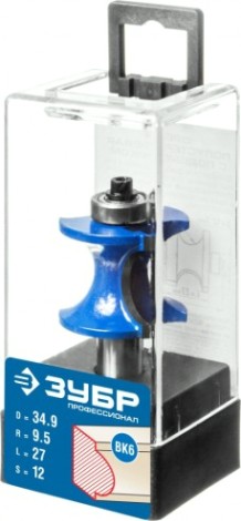 Фреза по дереву ЗУБР ПРОФЕССИОНАЛ 34,9x29мм, радиус 9.5мм, с подшипником [28722-34.9]