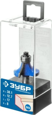 Фреза по дереву ЗУБР ПРОФЕССИОНАЛ 38.1x17мм, радиус 12.7мм, кромочная калевочная №1 [28701-38.1]