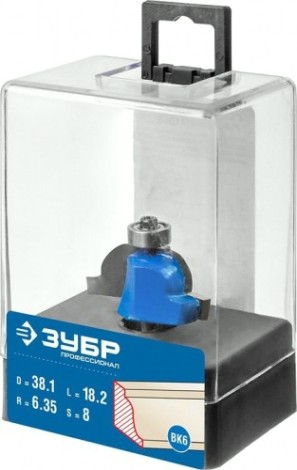 Фреза по дереву ЗУБР ПРОФЕССИОНАЛ 38.1x18мм, радиус 6.3мм, кромочная калевочная №6 [28707-38.1]