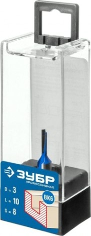 Фреза по дереву ЗУБР ПРОФЕССИОНАЛ 3x10мм, хвостовик 8мм, прямая [28753-3-10]