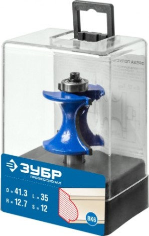 Фреза по дереву ЗУБР ПРОФЕССИОНАЛ 41,3x35мм, радиус 12.7мм, с подшипником [28722-41.3]