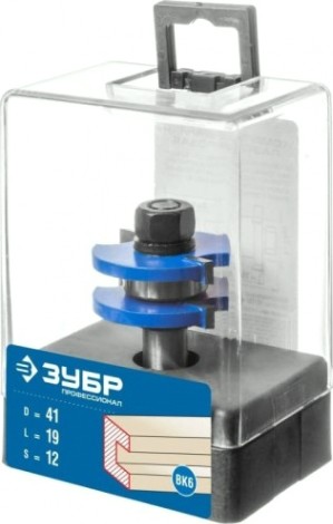 Фреза по дереву ЗУБР ПРОФЕССИОНАЛ 41x19мм, хвостовик 12мм, комбинированная пазо-шипо [28732-41]
