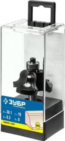 Фреза по дереву ЗУБР ПРОФЕССИОНАЛ 42,8x19мм, радиус 6.3мм, кромочная калевочная №4 [28787-38.1]