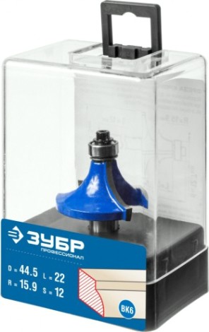 Фреза по дереву ЗУБР ПРОФЕССИОНАЛ 44,5x22мм, радиус 16мм, кромочная калевочная №1 [28701-44.5]