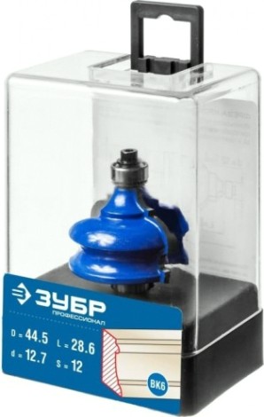 Фреза по дереву ЗУБР ПРОФЕССИОНАЛ 44,5x28мм, хвостовик 12мм, кромочная фигурная №4 [28715-44.5]