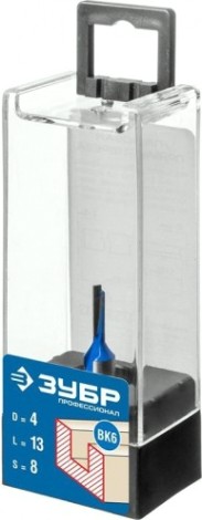 Фреза по дереву ЗУБР ПРОФЕССИОНАЛ 4x13мм, хвостовик 8мм, прямая [28753-4-13]
