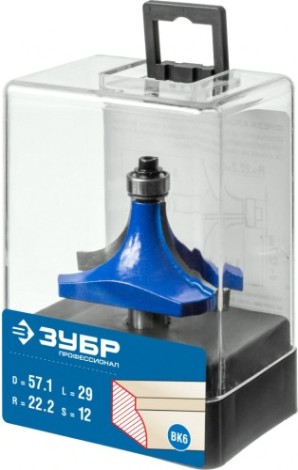 Фреза по дереву ЗУБР ПРОФЕССИОНАЛ 57,1x27мм, радиус 22мм, кромочная калевочная №1 [28701-57.1]