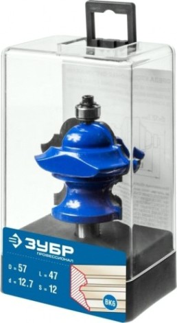 Фреза по дереву ЗУБР ПРОФЕССИОНАЛ 57x47,6мм, хвостовик 12мм, кромочная фигурная [28717-57]