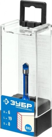 Фреза по дереву ЗУБР ПРОФЕССИОНАЛ 6x19мм, хвостовик 8мм, кромочная прямая со сверлом [28726-6]