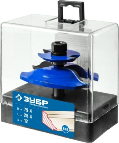 Фреза по дереву ЗУБР ПРОФЕССИОНАЛ 79,4x25.4мм, хвостовик 12мм, фигирейная двухсторон [28763-79.4]