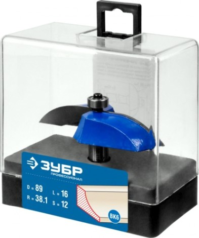 Фреза по дереву ЗУБР ПРОФЕССИОНАЛ 89x16мм, радиус 38.1мм, фигирейная №2 [28761-89]