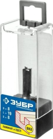 Фреза по дереву ЗУБР ПРОФЕССИОНАЛ 8x19мм, хвостовик 8мм, прямая [28780-8-19]