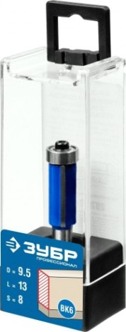 Фреза по дереву ЗУБР "Профессионал" 9.5х13 мм кромочная с нижним подшипником 9,5 мм [28727-9.5-13]