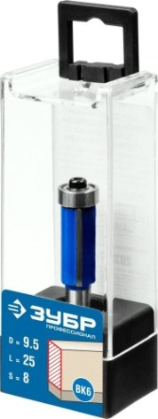 Фреза по дереву ЗУБР "Профессионал" 9.5х25 мм кромочная с нижним подшипником 9,5 мм [28727-9.5-25]