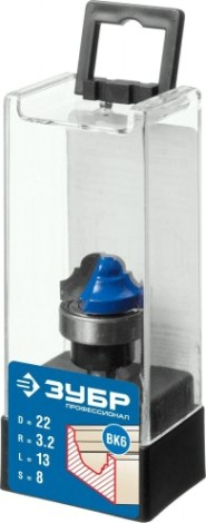 Фреза по дереву ЗУБР "Профессионал" пазовая фасонная с верхним подшипником D 22 мм [28747-22]