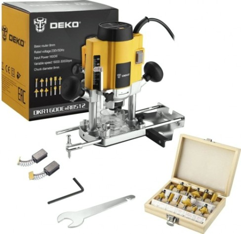 Фрезер сетевой DEKO DKR1600E + набор фрез rbs12 (12 предметов) [063-4221]