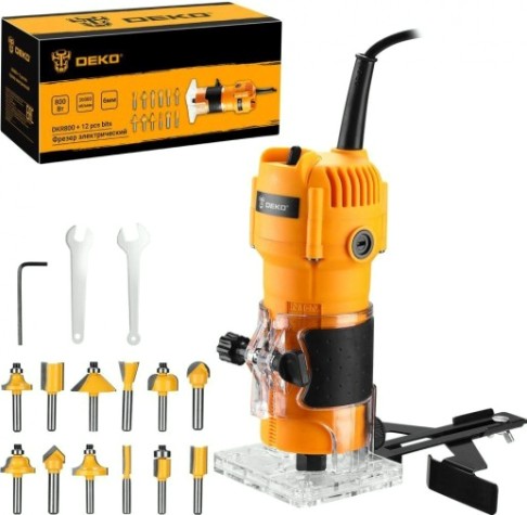 Фрезер сетевой DEKO DKR800 + набор фрез 12 шт [063-4351]