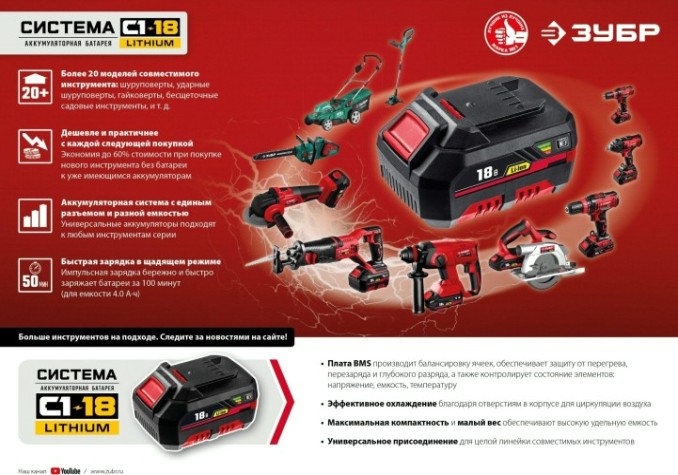 Гайковерт аккумуляторный ЗУБР ГУЛ-255-41 ударный