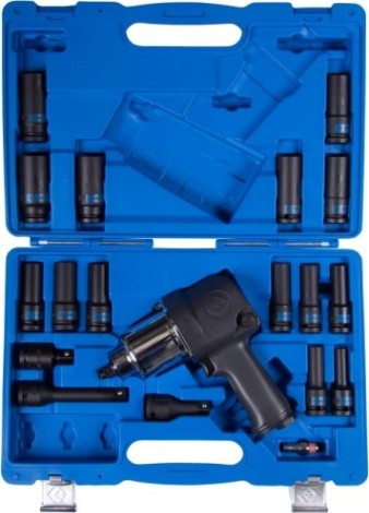 Гайковерт пневматический KING TONY 44108AMP01 ударный, с комплектом головок, 19 предметов