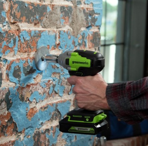 Гайковерт ударный аккумуляторный GREENWORKS GD24IW 400 бесщеточный двигатель, без АКБ и ЗУ (3802907) [3802907]