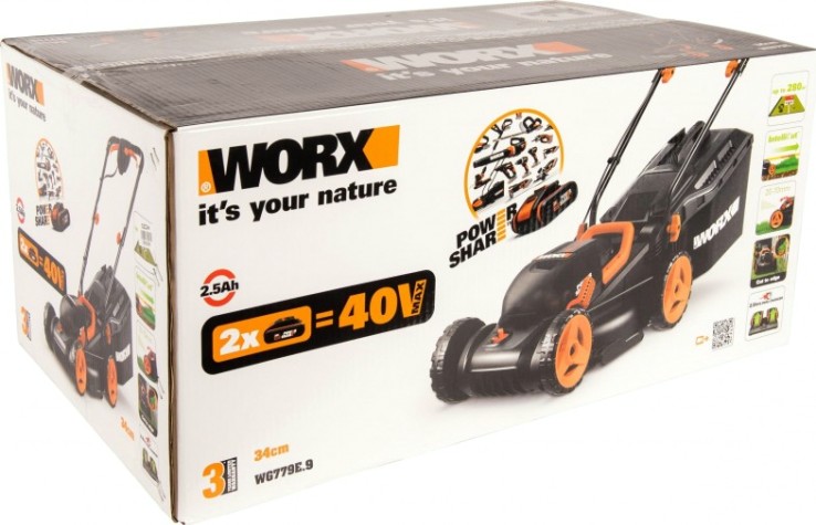 Газонокосилка аккумуляторная Worx WG779E.9 без АКБ и ЗУ [WG779E.9]