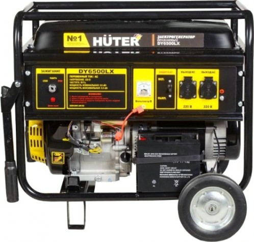 Генератор бензиновый HUTER DY 6500 LX с колесами и аккумулятором [64/1/15]
