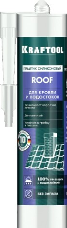 Герметик KRAFTOOL 41258-4 roof силиконовый кровельный, черный, 300 мл