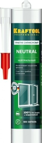 Герметик силиконовый KRAFTOOL Neutral 300 мл нейтральный, прозрачный [41257-2]
