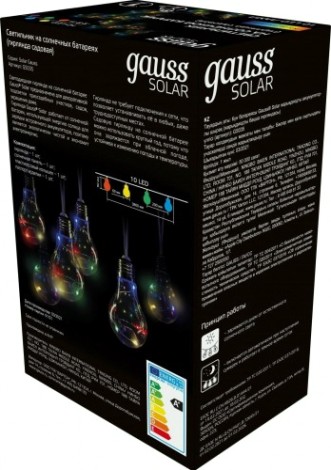 Гирлянда GAUSS GS035 садовая на солнечной батарее, мультицвет
