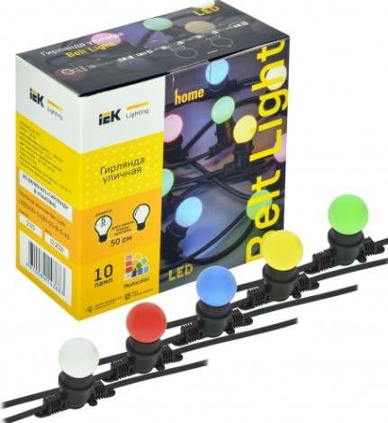 Гирлянда IEK LIGHTING белт-лайт 5м, 10 цветных ламп IP65 [LGDU601-3-010-05-B-S-65]