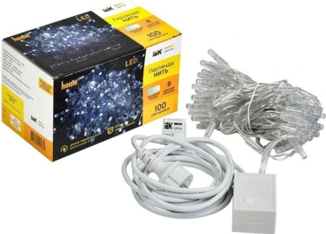 Гирлянда IEK LIGHTING нить 10м 100 светодиод. белый свет IP44, контрол/8 сцен [LGDU111-2-100-10-T-S-44]