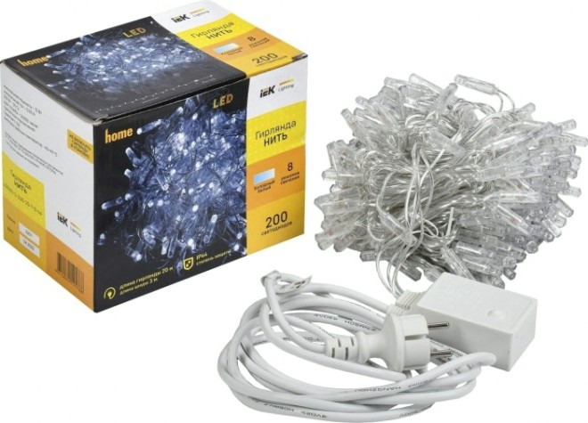 Гирлянда IEK LIGHTING нить 20м 200 светод. белый свет IP44, контроллер 8 сцен [LGDU111-2-200-20-T-S-44]