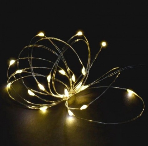 Гирлянда IEK LIGHTING роса 2м, 20 светодиодов теплый белый свет IP20 2AA [LGDB500-1-020-02-T-B-20]