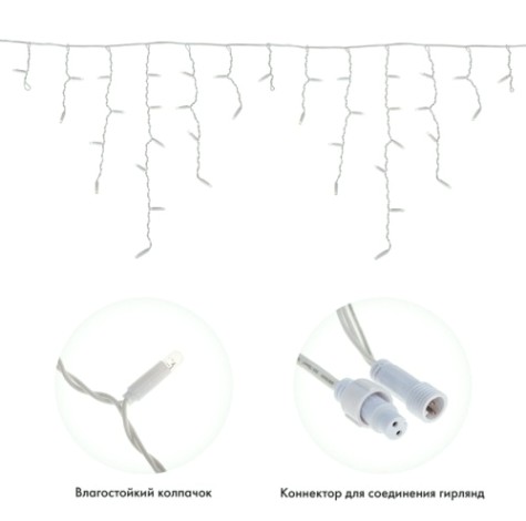 Гирлянда Neon-Night 255-138 БАХРОМА (Айсикл), 4,8х0,6м, 176 LED ТЕПЛЫЙ БЕЛЫЙ