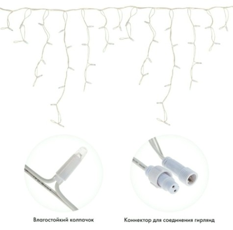Гирлянда Neon-Night 255-376 БАХРОМА (Айсикл) 5х0,7м, 152 LED ТЕПЛЫЙ БЕЛЫЙ