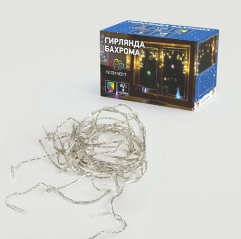 Гирлянда Neon-Night АЙСИКЛ (бахрома) 1,8х0,5 м, 48 LED мультиколор [255-019]
