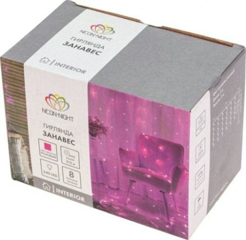 Гирлянда Neon-Night ДОЖДЬ 3х2 м 240 LED, розовый [235-097]