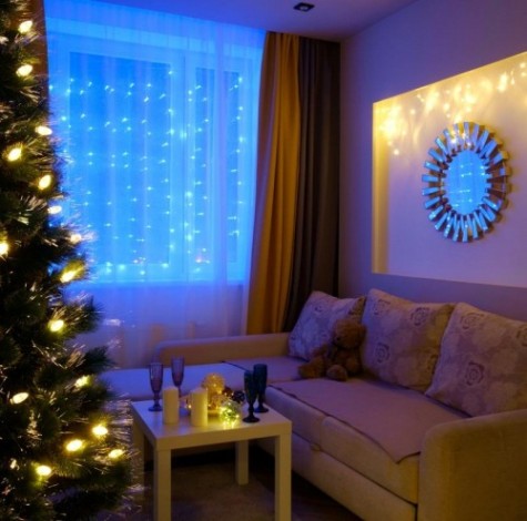 Гирлянда Neon-Night ДОЖДЬ (занавес) 1,5х1 м прозрачный пвх, 96 LED синие [235-023]