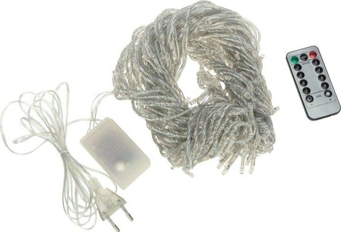 Гирлянда Neon-Night ДОЖДЬ (занавес) 3х2м эффект водопада, 240 LED белый [235-005]