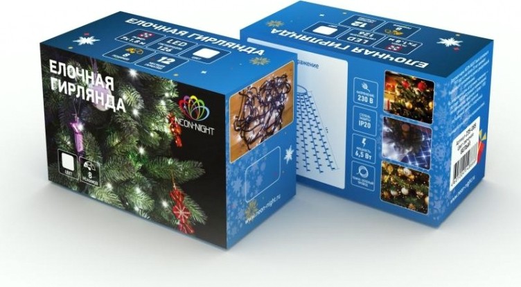 Гирлянда Neon-Night Елочная с кольцом 7 нитей по 1,8 м 126 LED белый [235-085]